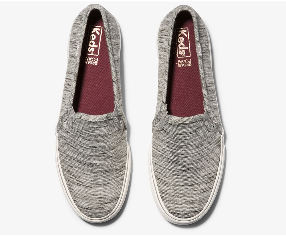 Slip Ons Keds Mujer Gris - Double Decker Heathered Stripe Knit - 748-KFTLSR